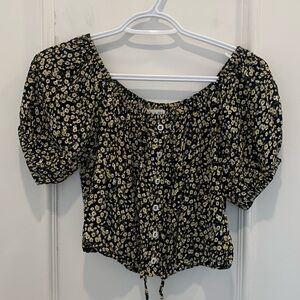 Faithfull The Brand Floral Cropped Blouse Size 4/Small